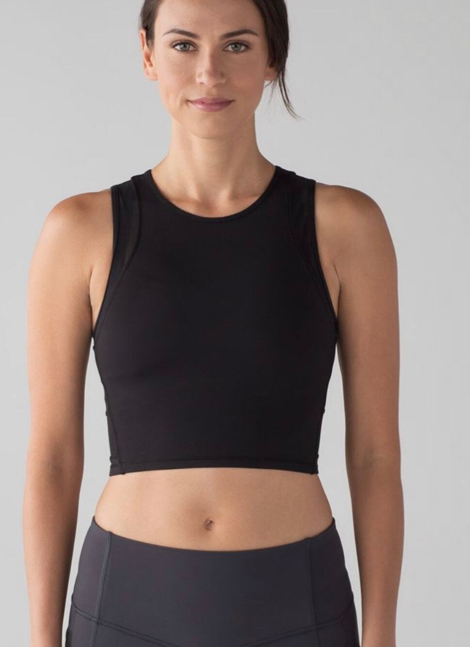 Lululemon Keep It Cropped Tank Top Sports Bra Black Mesh Extra Small